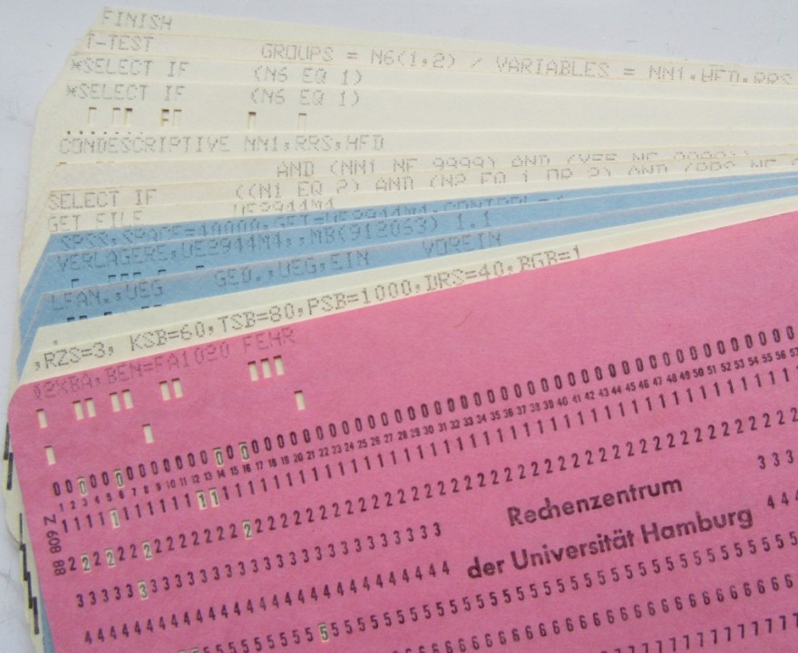 1980er U Hamburg, Rechenzentrum: Hollerith cards; BEN=FA1020