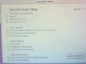 1989-1990 MacUGIS 1.0, Home menu