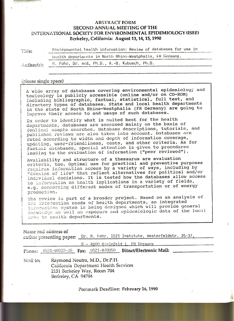 90_02 Fehr & Kobusch 1990 EH inf - ISEE Abstract