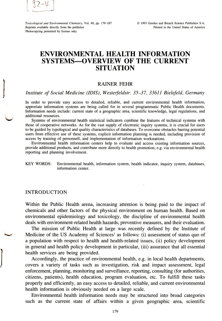 92_04 Fehr EH Inf systems - Tox Chem 1992_09_14-18